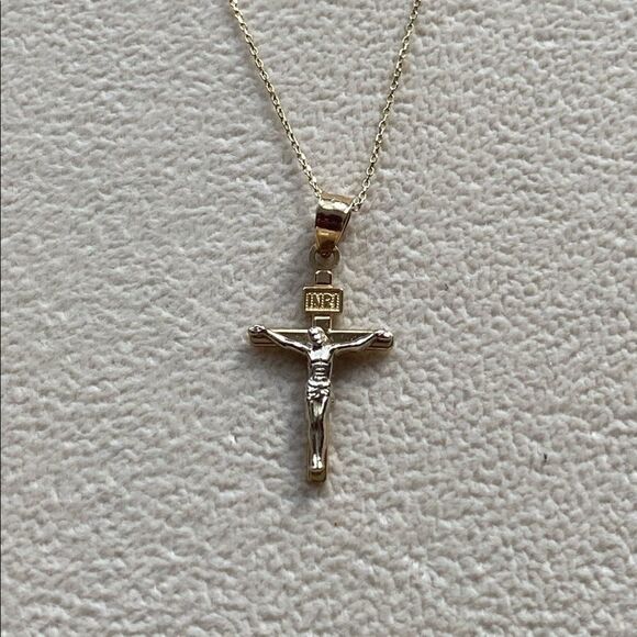 Crucifix of christ cross 14k real solid gold CHARM - Picture 5 of 9